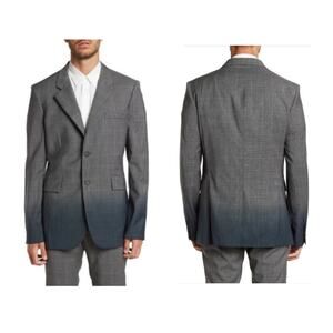 NEW Stella McCartney Bruno Wool Two Button Plaid Blazer Gray Blue Size 50/40R